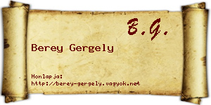 Berey Gergely névjegykártya